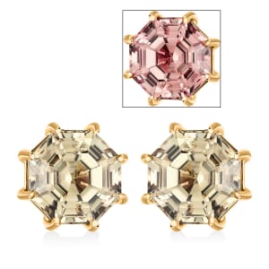 Certified & Appraised Luxoro AAA Turkizite 3.35 ctw Stud Earrings in 10K Yellow Gold