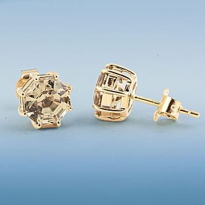 Certified & Appraised Luxoro AAA Turkizite 3.35 ctw Stud Earrings in 10K Yellow Gold