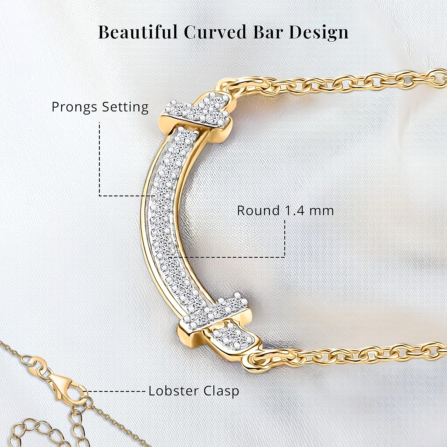 Luxuriant Lab Grown Diamond SI 0.30 ctw Necklace in 18K Vermeil Yellow Gold Over Sterling Silver 18 Inches 