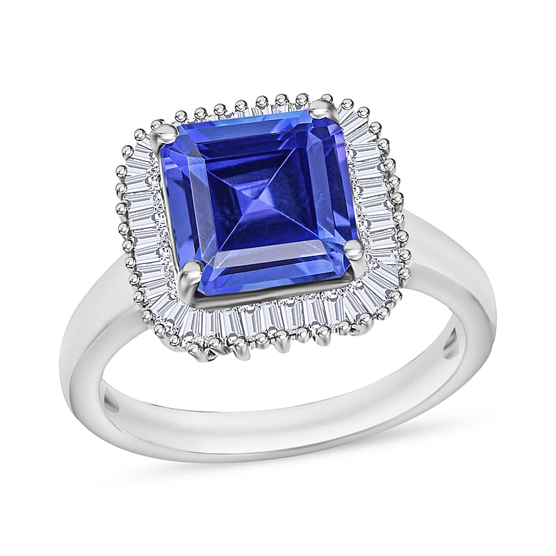 Luxoro Premium Tanzanite and G-H I2 Diamond 2.85 ctw Ring in 14K White Gold (Size 10.0) 5.3 Grams