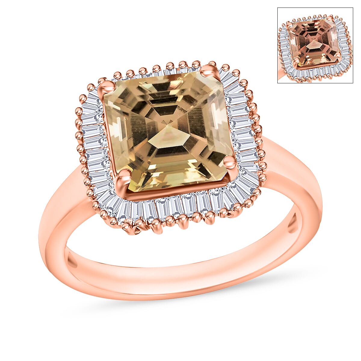 Buy Luxoro Premium Turkizite and G-H I2 Diamond 2.85 ctw Ring 14K Rose ...