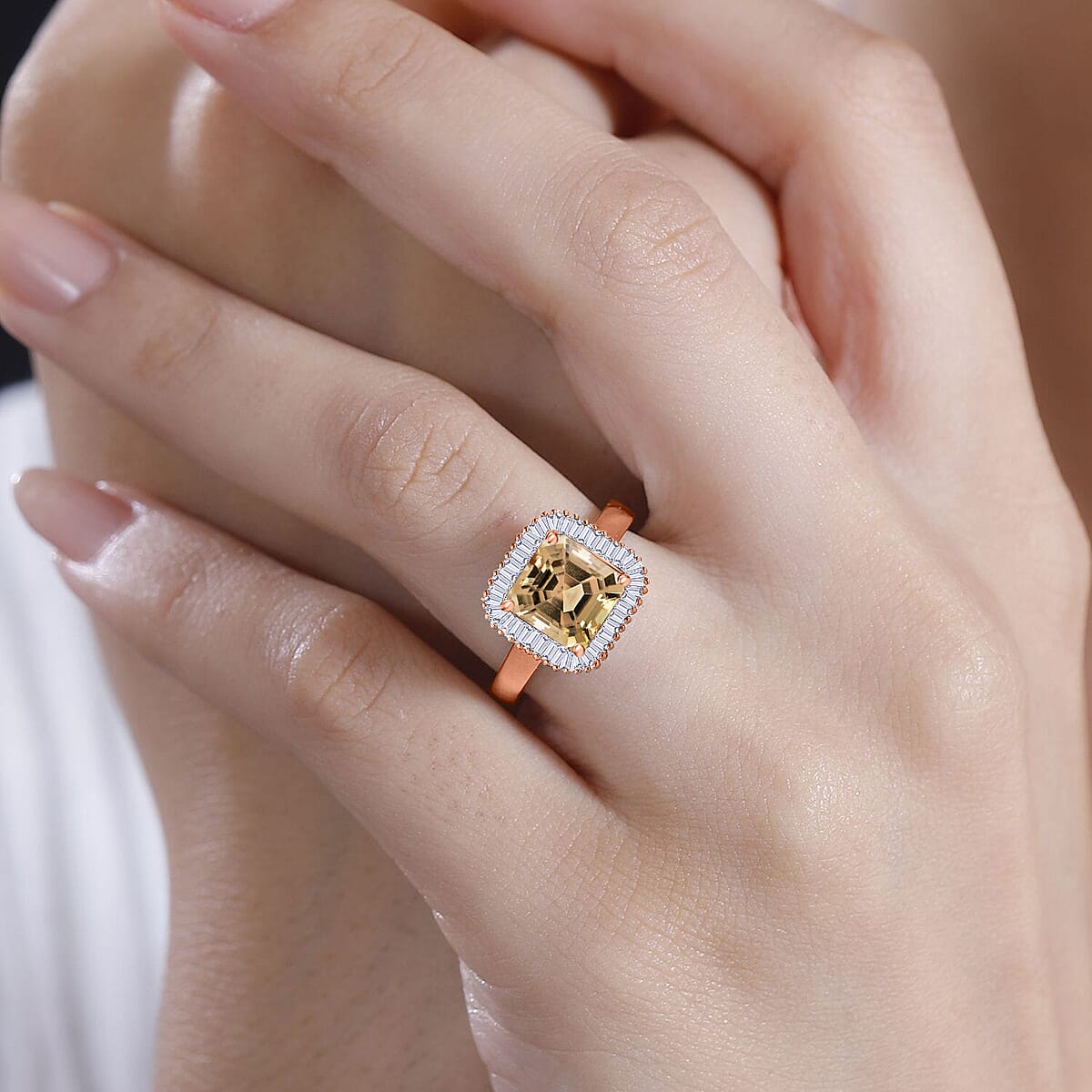 Luxoro Premium Turkizite and G-H I2 Diamond 2.85 ctw Ring 14K Rose Gold (Size 5.5) (Del. in 10-12 Days) image number 1