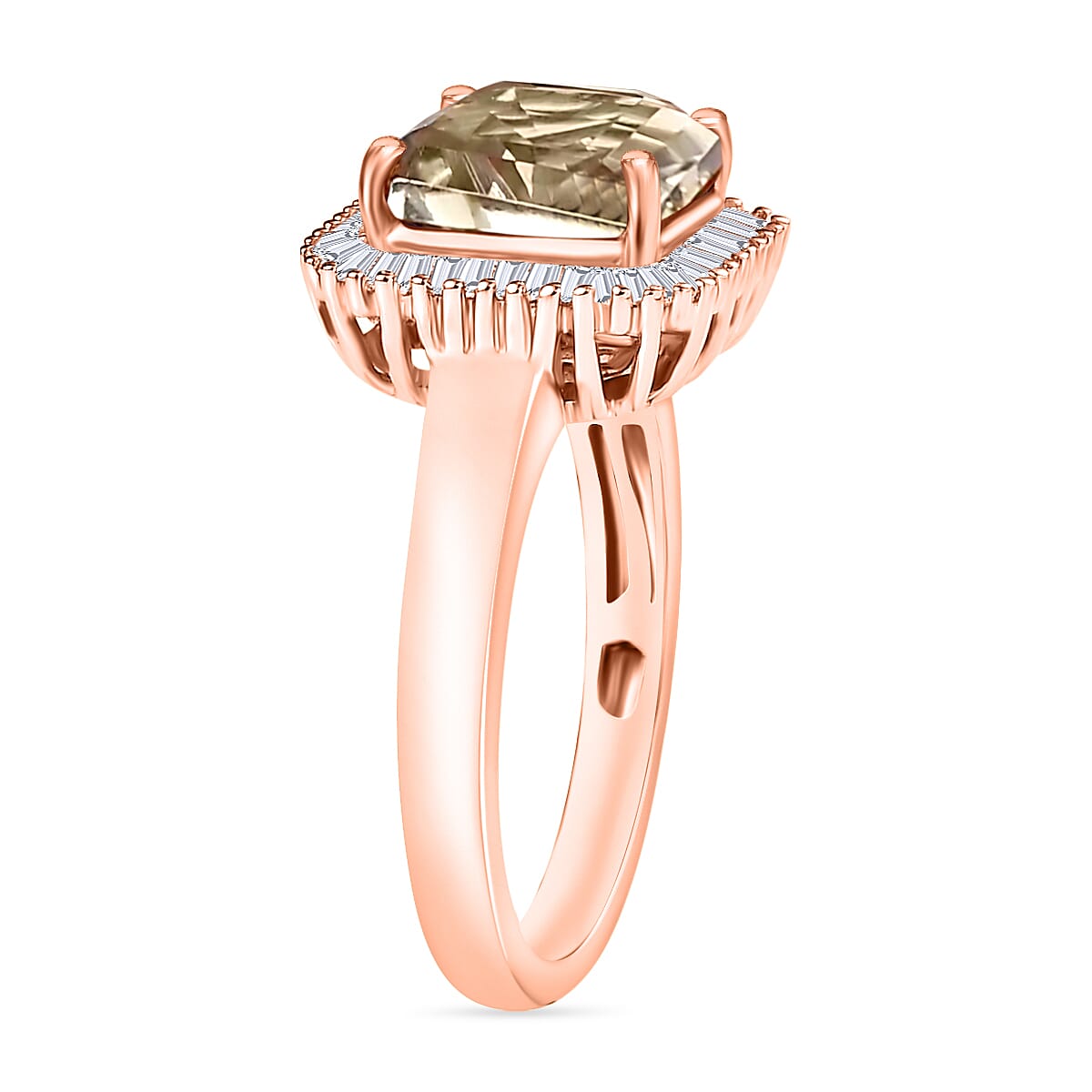 Luxoro Premium Turkizite and G-H I2 Diamond 2.85 ctw Ring 14K Rose Gold (Size 5.5) (Del. in 10-12 Days) image number 2