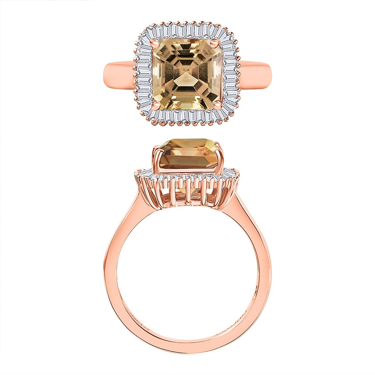 Luxoro Premium Turkizite and G-H I2 Diamond 2.85 ctw Ring 14K Rose Gold (Size 5.5) (Del. in 10-12 Days) image number 3