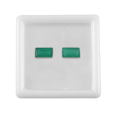 Green Onyx Set of 2 (Bgt 8x4 mm) 1.74 ctw Loose Gemstone