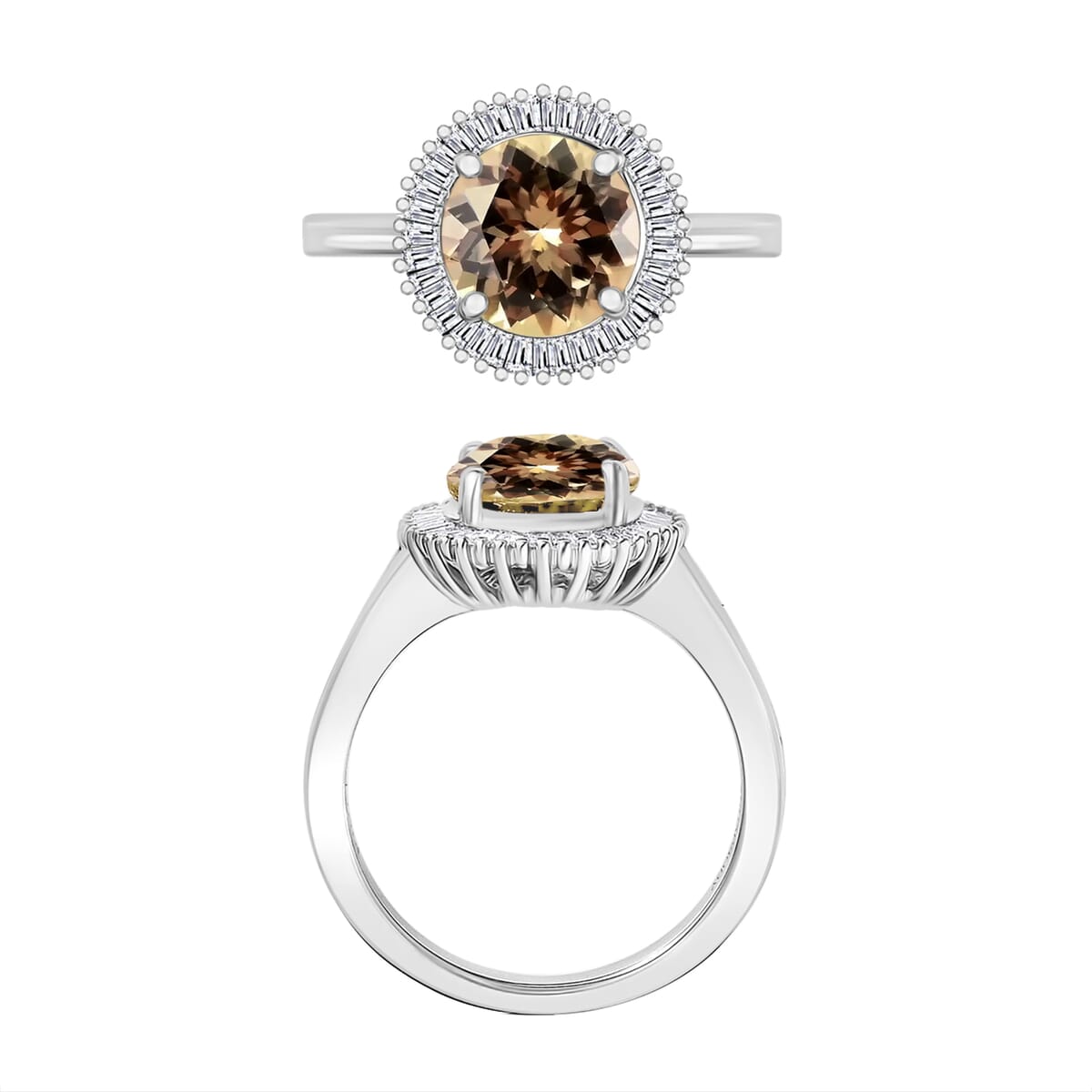 Luxoro Premium Turkizite and G-H I2 Diamond 2.50 ctw Ring in 14 White Gold (Size 10.0) image number 3
