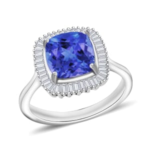 Luxoro Premium Tanzanite and G-H I2 Diamond 2.85 ctw Ring in 14K White Gold (Size 10.0)