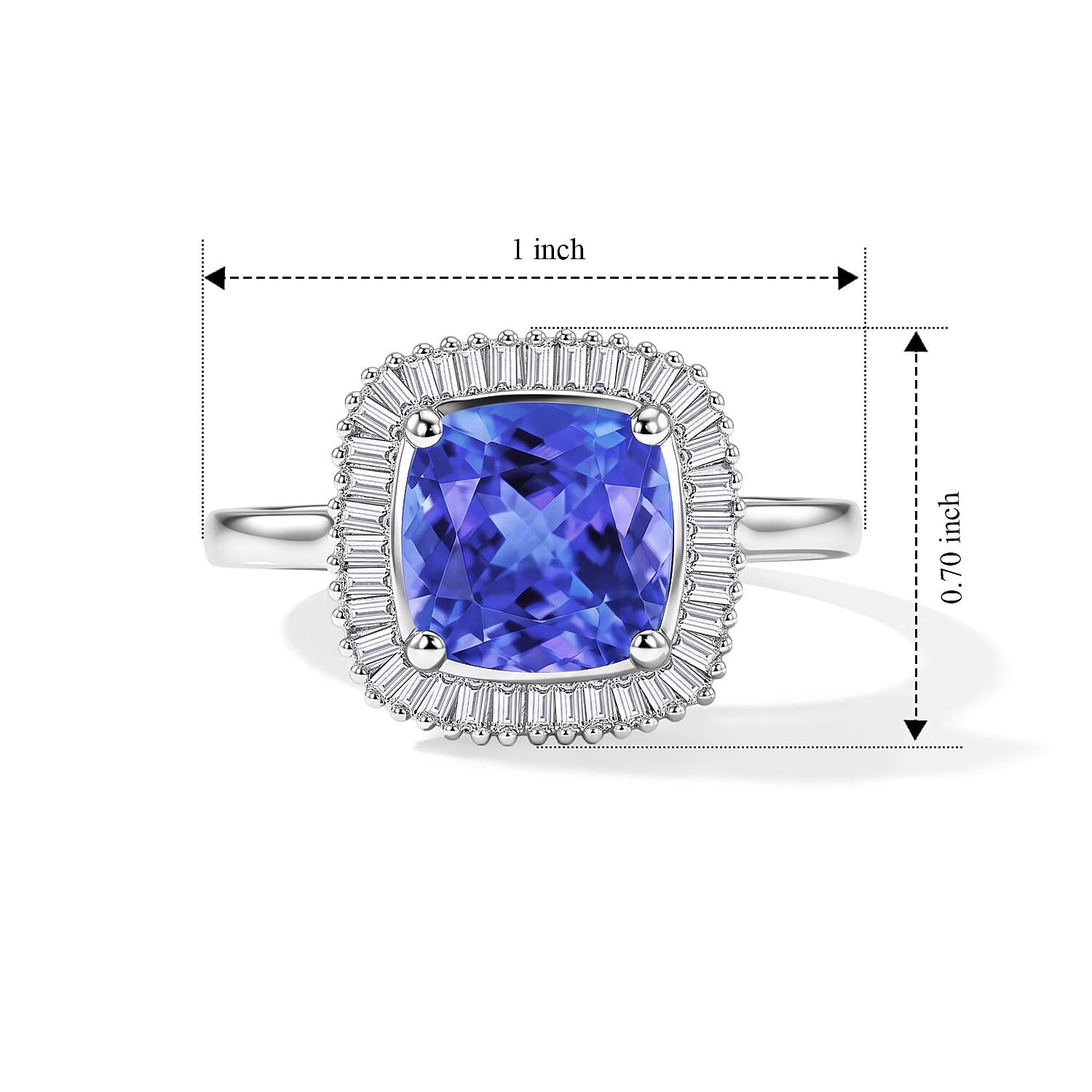 Luxoro Premium Tanzanite and G-H I2 Diamond 2.85 ctw Ring in 14K White Gold (Size 10.0) 5 Grams