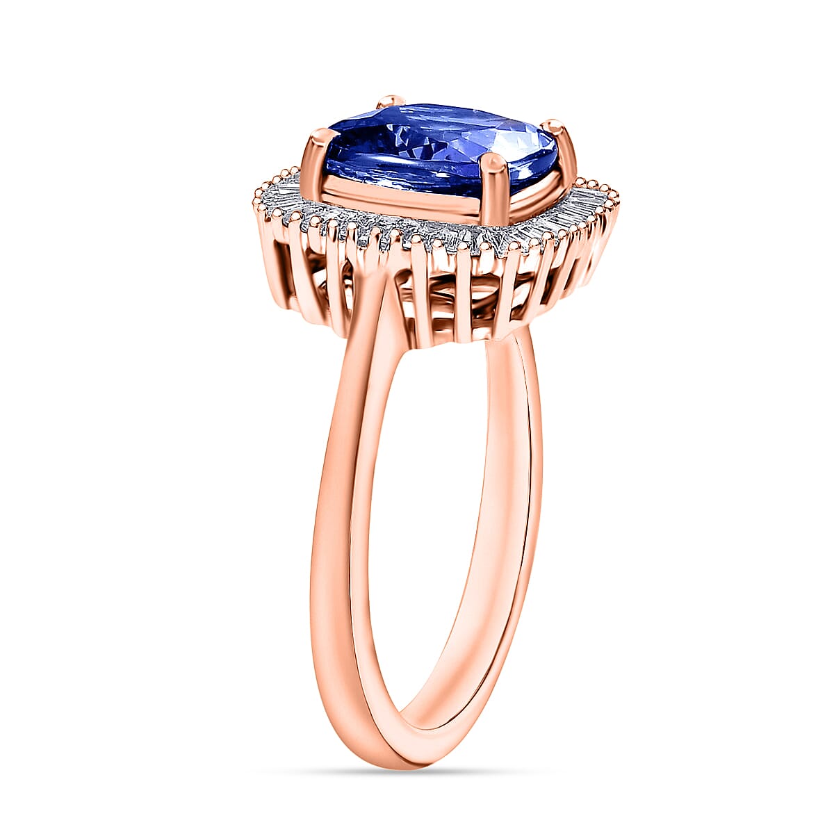 Luxoro Premium Tanzanite and G-H I2 Diamond 2.85 ctw Ring in 14K Rose Gold (Size 6.0) (Del. in 10-12 Days) image number 2
