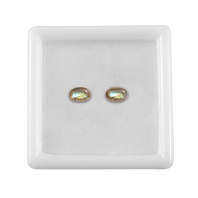 Malagasy Labradorite Set of 2 (Ovl 6x4 mm) 1.24 ctw Loose Gemstone