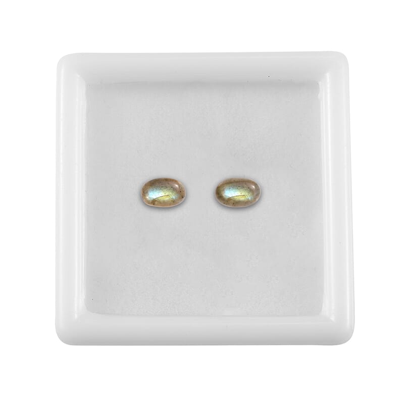 Malagasy Labradorite Set of 2 (Ovl 6x4 mm) 1.24 ctw Loose Gemstone