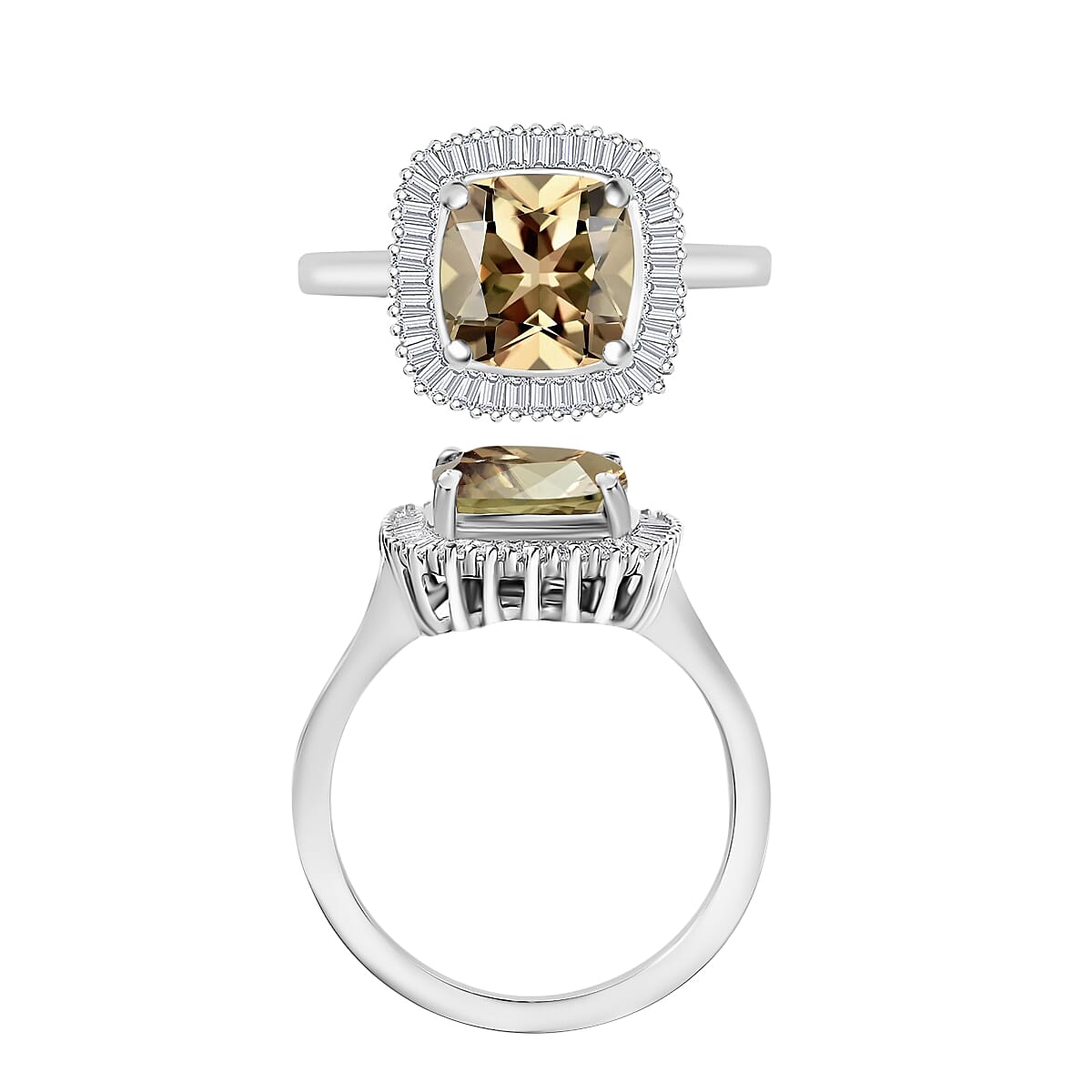 Luxoro Premium Turkizite and G-H I2 Diamond 2.85 ctw Ring in 14K White Gold (Size 4.0) (Del. in 10-12 Days) image number 3