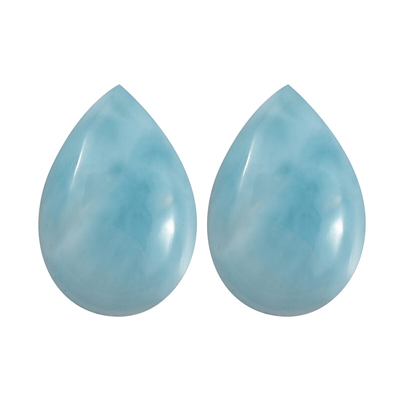 AA Larimar Set of 2 (Pear 6x4 mm) 0.90 ctw Loose Gemstone