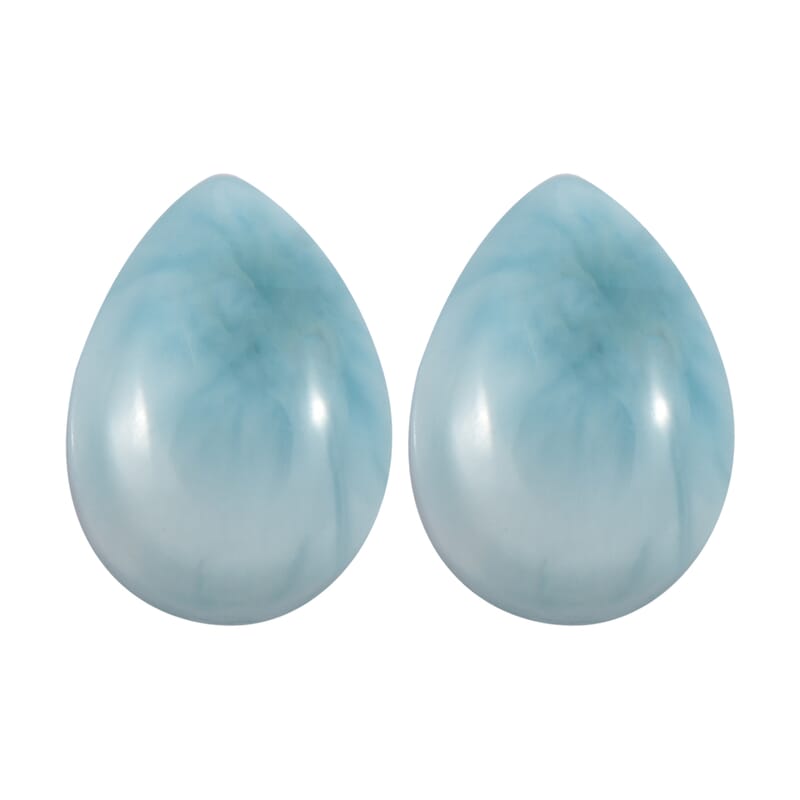 Larimar Set of 2 (Pear 7x5 mm) 1.62 ctw Loose Gemstone