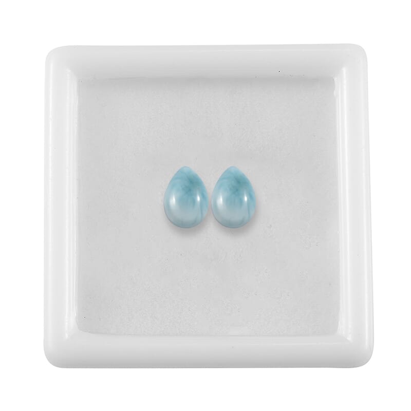 Larimar Set of 2 (Pear 7x5 mm) 1.62 ctw Loose Gemstone