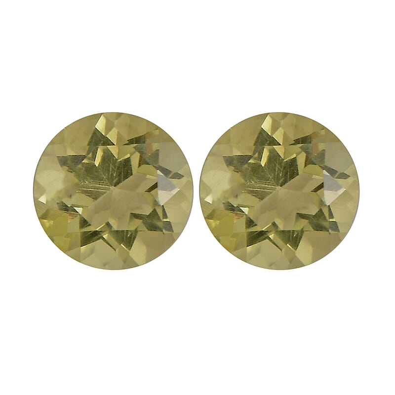 Lemon Quartz Set of 2 (Rnd 7 mm) 1.88 ctw Loose Gemstone