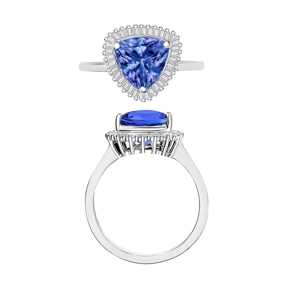 Luxoro Premium Tanzanite and G-H I2 Diamond 2.50 ctw Ring 14K White Gold (Size 11.5) (Del. in 10-12 Days) image number 3