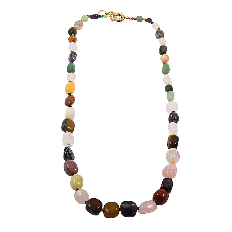 Multi Gemstones 625.00 ctw Necklace in 18K YG Plated 28 Inches