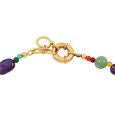 Multi Gemstones 625.00 ctw Necklace in 18K YG Plated 28 Inches