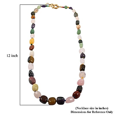 Multi Gemstones 625.00 ctw Necklace in 18K YG Plated 28 Inches