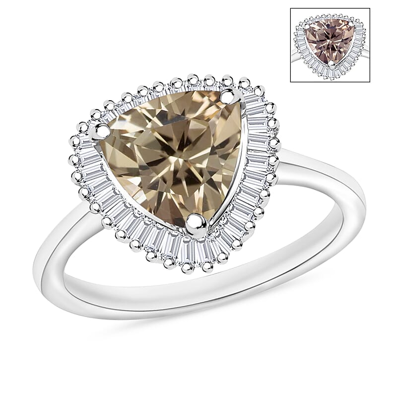 Luxoro Premium Turkizite and G-H I2 Diamond 2.50 ctw Ring in 14K White Gold (Size 10.0) 5 Grams
