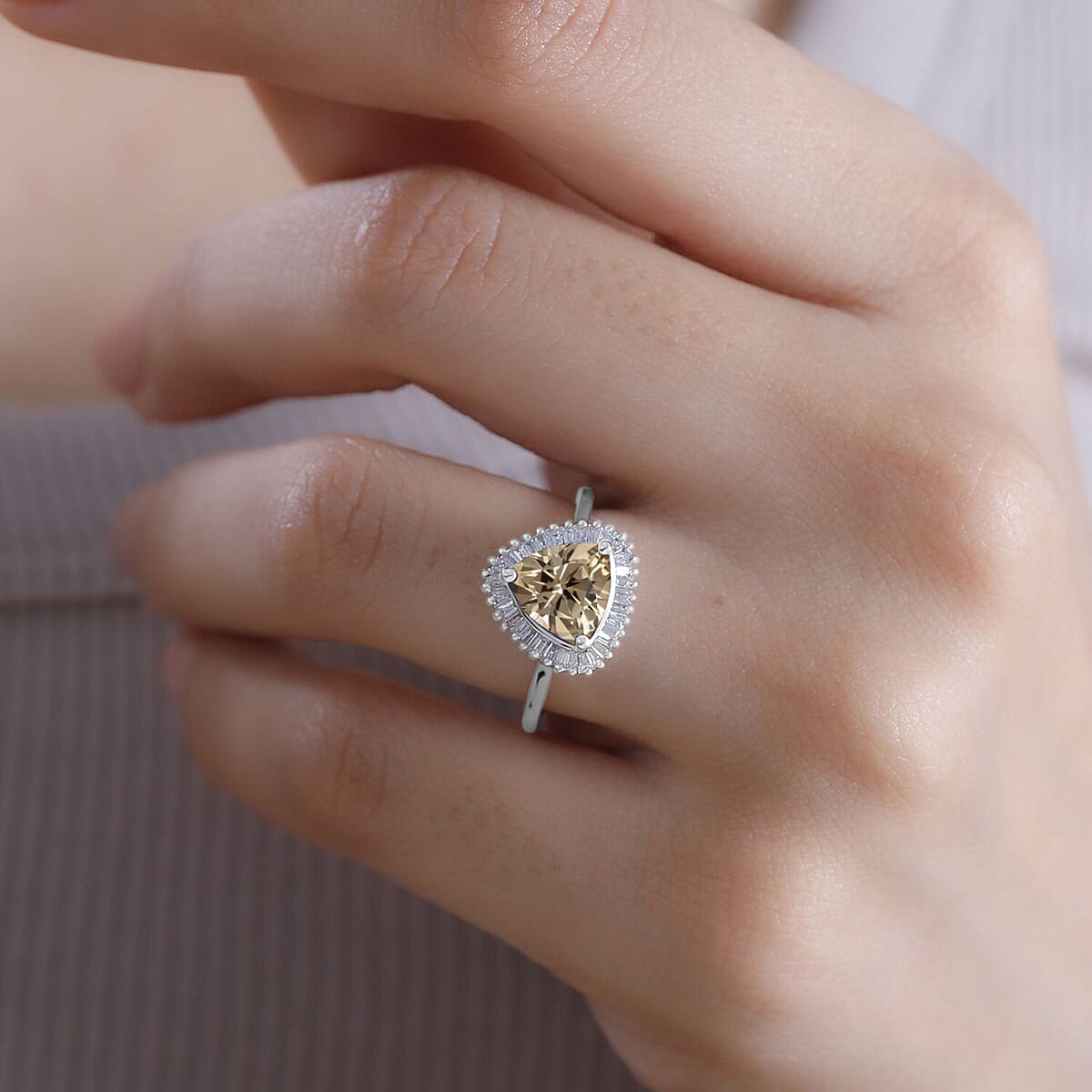 Luxoro Premium Turkizite and G-H I2 Diamond 2.50 ctw Ring in 14K White Gold (Size 6.0) (Del. in 10-12 Days) image number 1