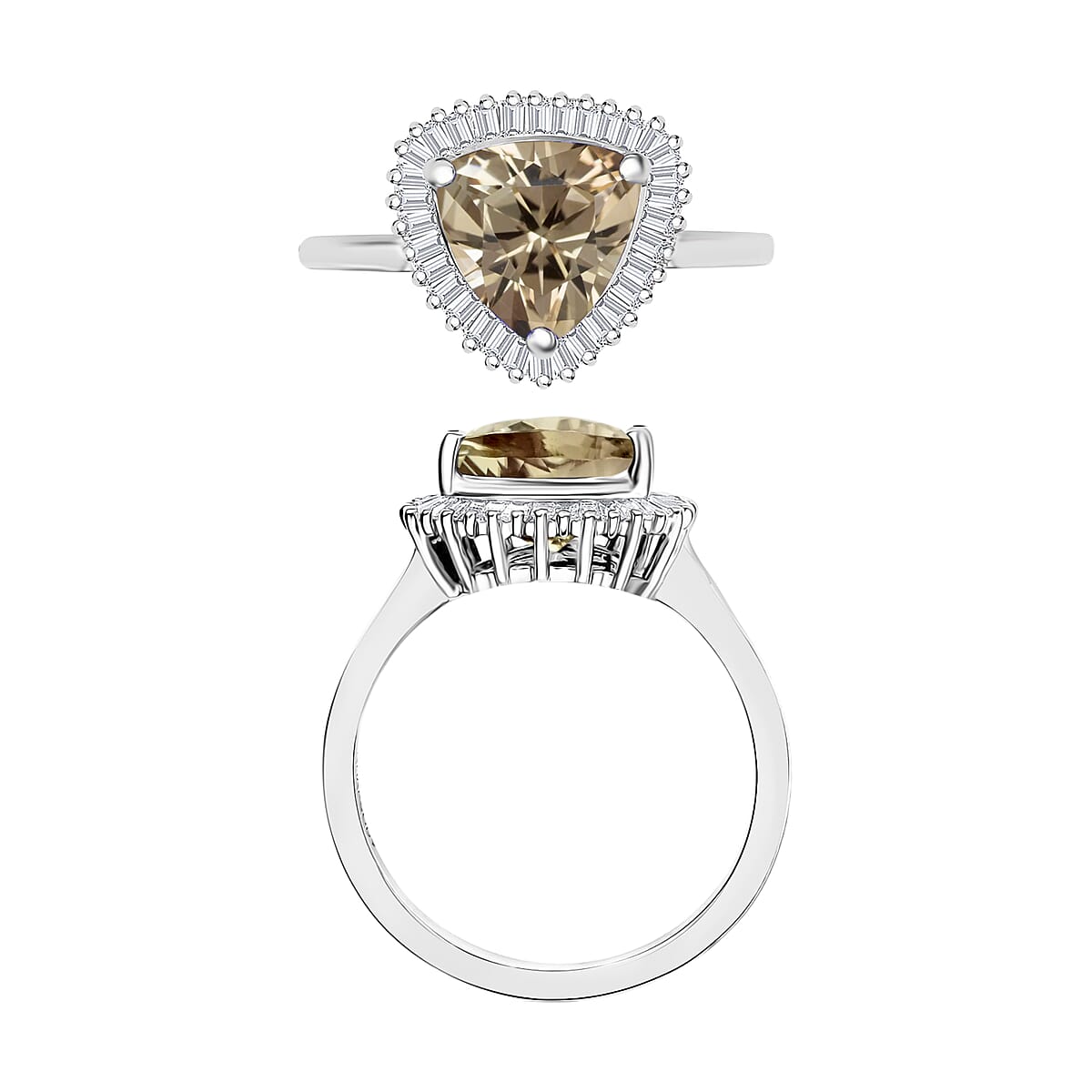 Luxoro Premium Turkizite and G-H I2 Diamond 2.50 ctw Ring in 14K White Gold (Size 6.0) (Del. in 10-12 Days) image number 3