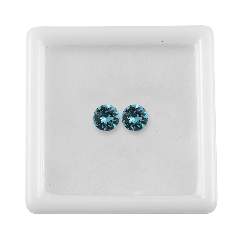 Light Turquoise Crystal by Swarovski Set of 2 (Rnd 5.3 mm) 0.84 ctw Loose Gemstone