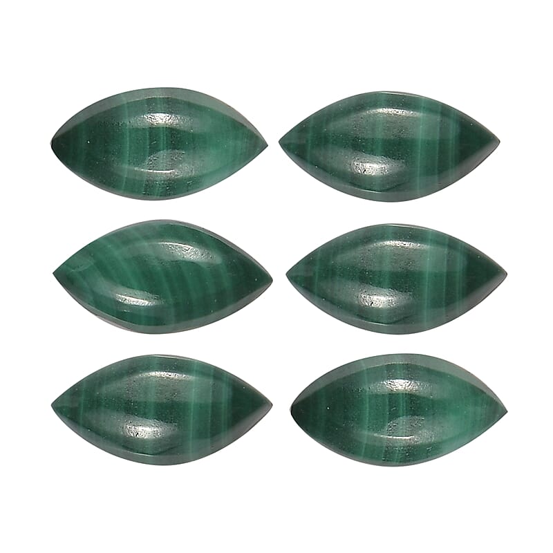 African Malachite Set of 6 (Mrq 5x2.5 mm) 1.48 ctw Loose Gemstone