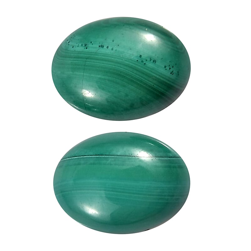 African Malachite Set of 2 (Ovl 7x5 mm) 1.60 ctw Loose Gemstone