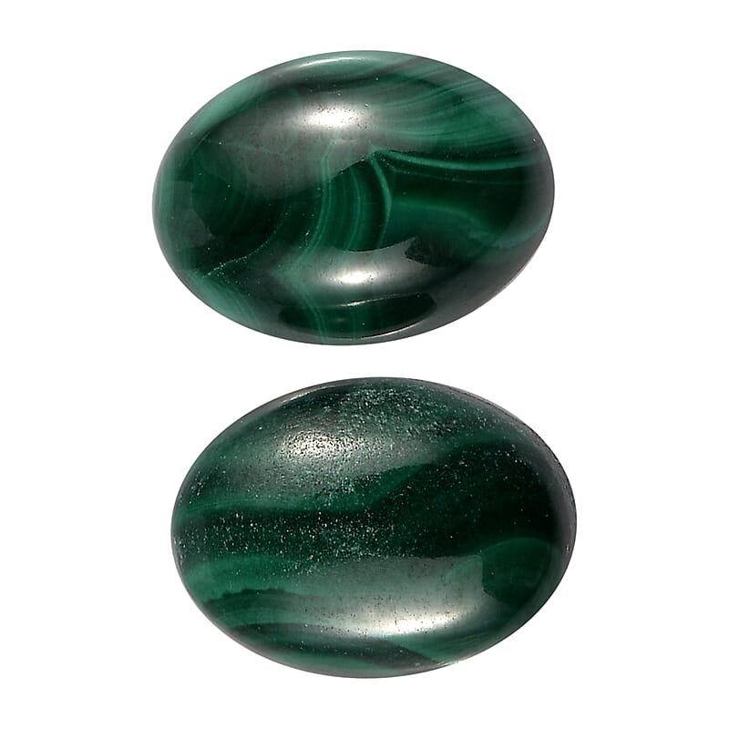African Malachite Set of 2 (Ovl 7x5 mm) 3.00 ctw Loose Gemstone