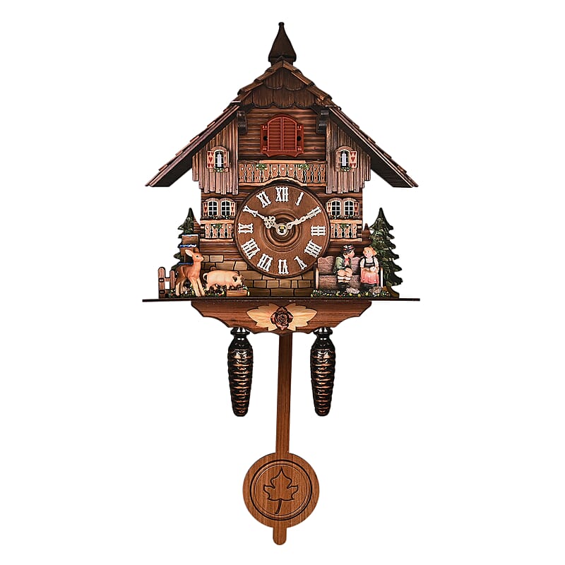 Handcrafted Cuckoo Pendulum Quartz Movement Bird Wall Clock with Sound (Battery Not Included)