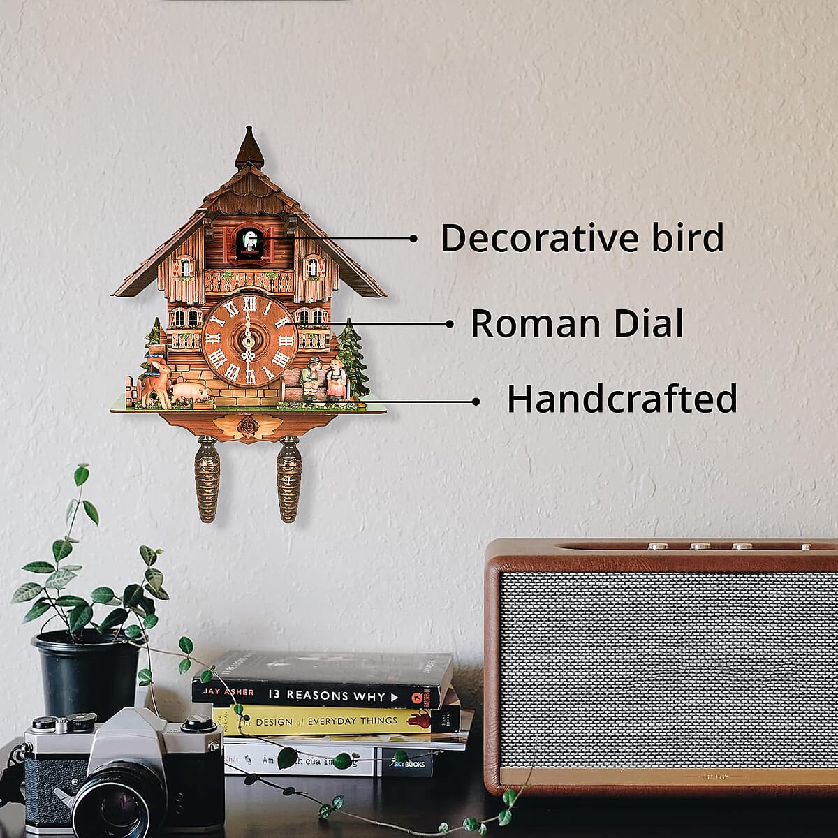 Handcrafted Cuckoo Pendulum Quartz Movement Bird Wall Clock with Sound (Battery Not Included) image number 1
