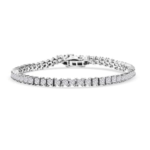 Luxuriant Lab Grown Diamond E-F, VS 5.00 ctw Cascade Bracelet in Rhodium Over Sterling Silver (6.50 In)