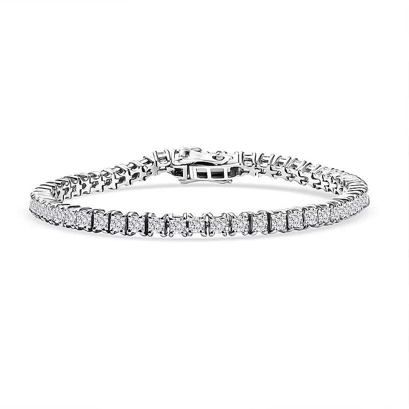Luxuriant Lab Grown Diamond E-F, VS 5.00 ctw Cascade Bracelet in Rhodium Over Sterling Silver (6.50 In)