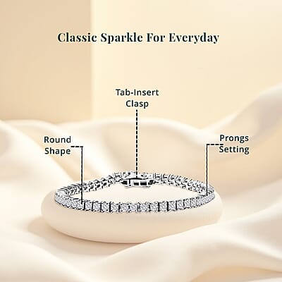 Luxuriant Lab Grown Diamond E-F, VS 5.00 ctw Cascade Bracelet in Rhodium Over Sterling Silver (6.50 In)