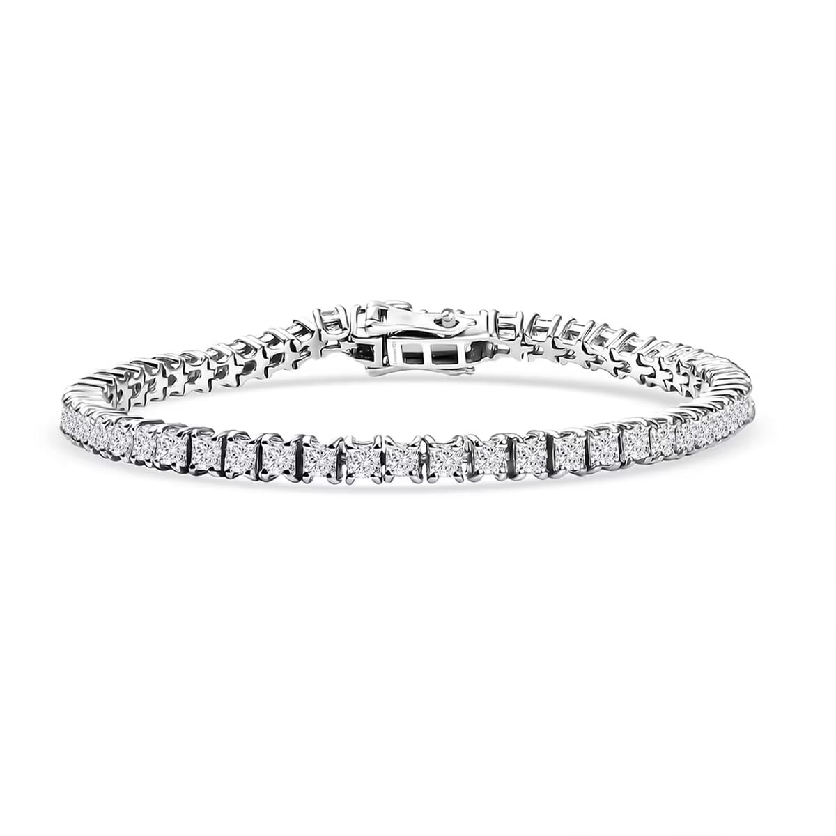 Luxuriant Lab Grown Diamond E-F, VS 5.00 ctw Cascade Bracelet in Rhodium Over Sterling Silver (7.25 In) image number 0