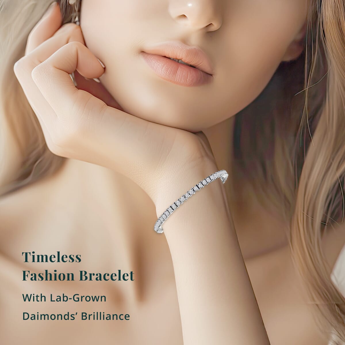 Luxuriant Lab Grown Diamond E-F, VS 5.00 ctw Cascade Bracelet in Rhodium Over Sterling Silver (7.25 In) image number 1