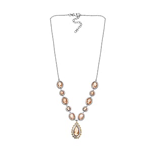 D'Joy Natural Italian Conch Cameo 12.65 ctw Victorian Elegance Necklace in 18K Vermeil YG and Rhodium Over Sterling Silver 18 Inches