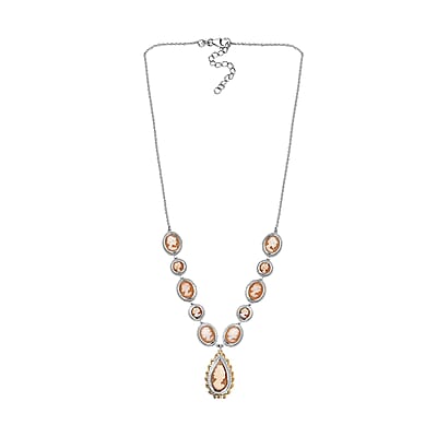 D'Joy Natural Italian Conch Cameo 12.65 ctw Victorian Elegance Necklace in 18K Vermeil YG and Rhodium Over Sterling Silver 18 Inches