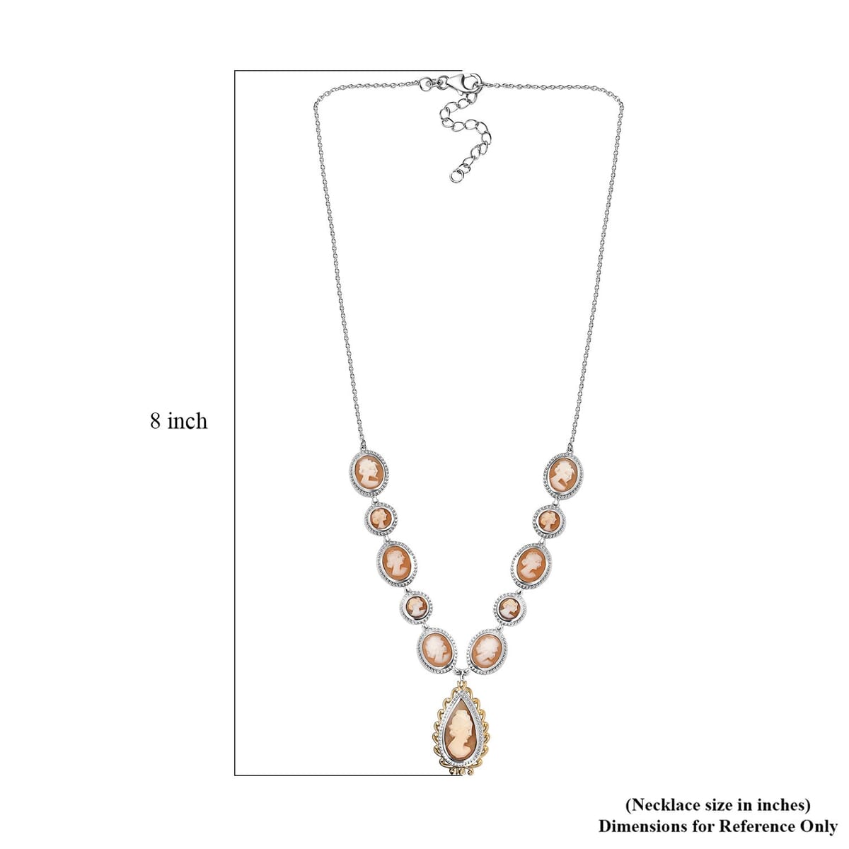 D'Joy Natural Italian Conch Cameo 12.65 ctw Victorian Elegance Necklace in 18K Vermeil YG and Rhodium Over Sterling Silver 18 Inches image number 5