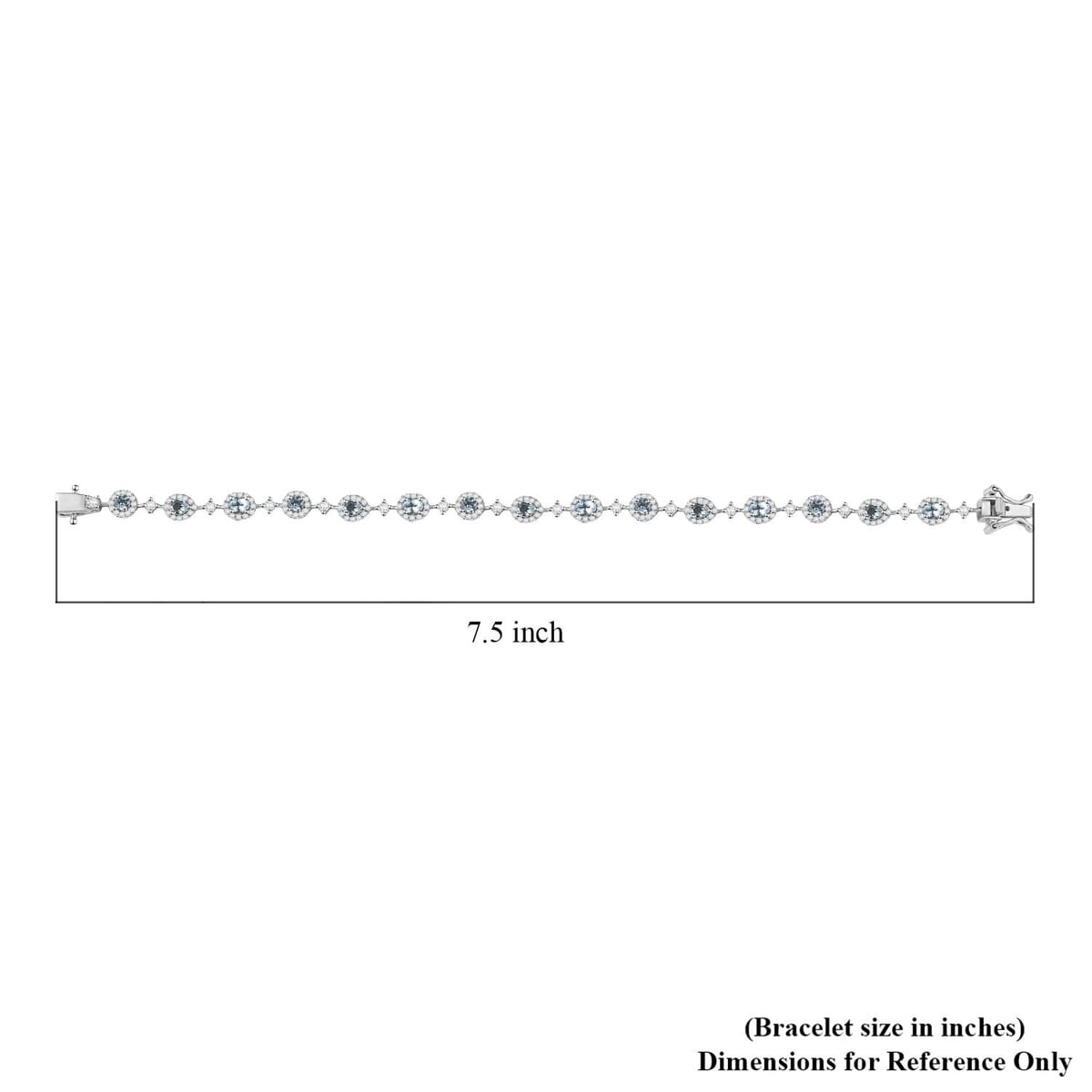 D'Joy Santa Maria Aquamarine and Moissanite 5.10 ctw Ocean Whisper Bracelet in Rhodium Over Sterling Silver (7.25 In) image number 4