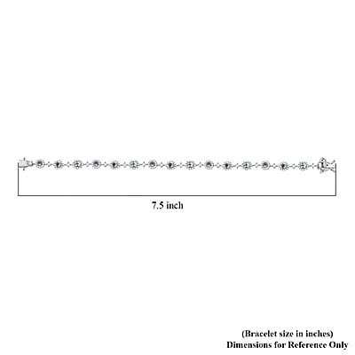 D'Joy Santa Maria Aquamarine and Moissanite 5.10 ctw Ocean Whisper Bracelet in Rhodium Over Sterling Silver (7.25 In)