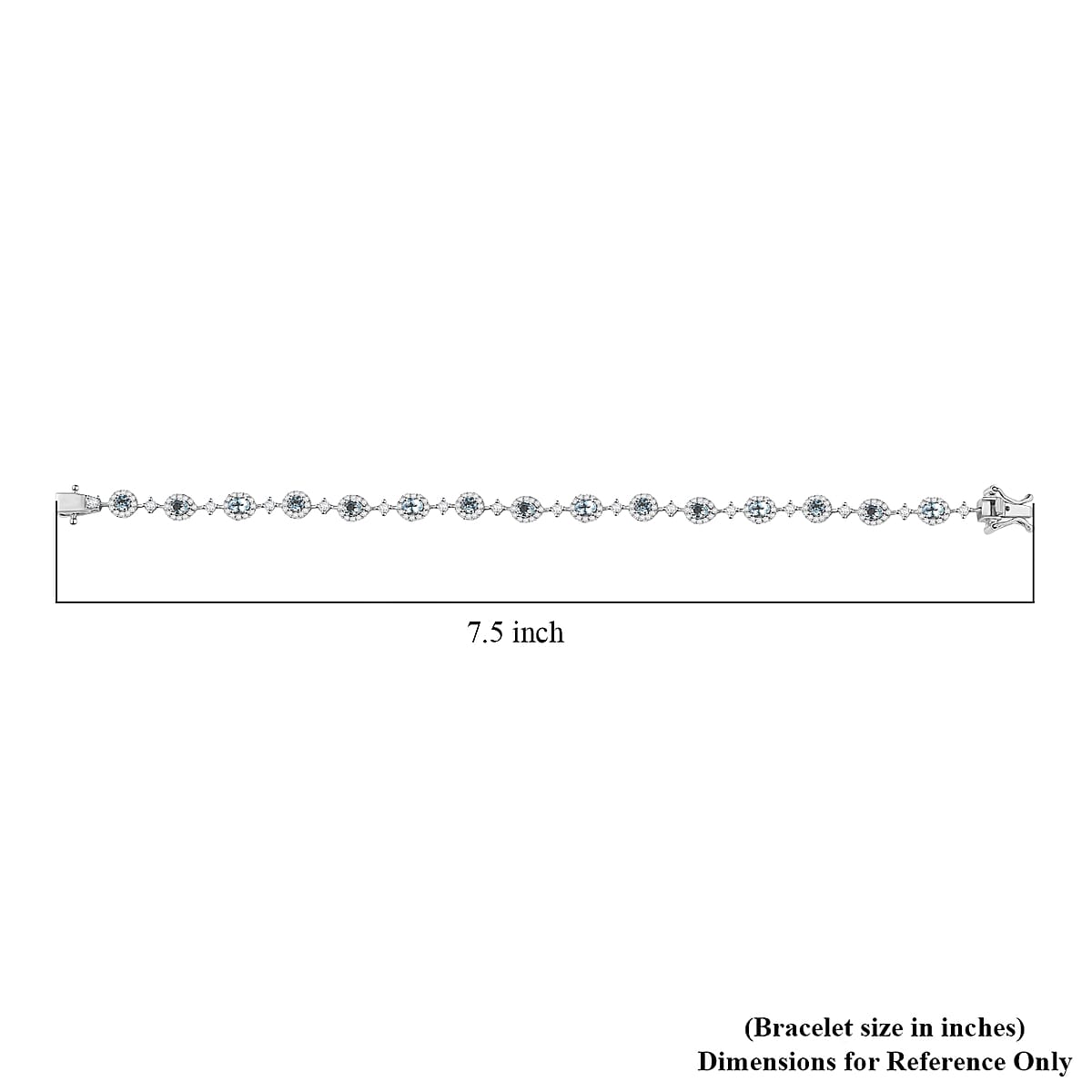D'Joy Santa Maria Aquamarine and Moissanite 5.35 ctw Ocean Whisper Bracelet in Rhodium Over Sterling Silver (8.00 In) image number 4