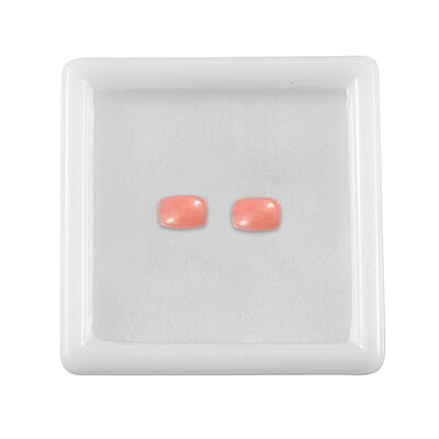 Peach Opal Set of 2 (Cush 6x4mm) 0.70 ctw  Loose Gemstone