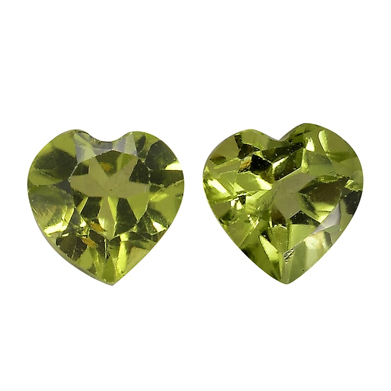 Set of 2 Peridot (Hrt 5 mm) 0.90 ctw Loose Gemstone