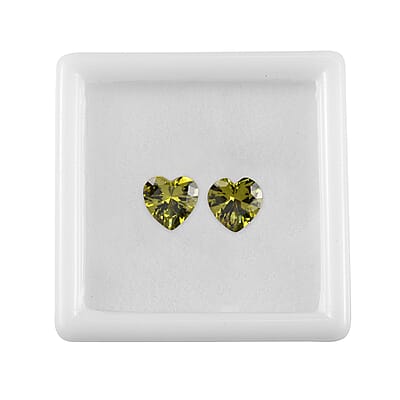 Simulated Peridot Diamond Set of 2 (Hrt 6mm) 2.59 ctw Loose Gemstone