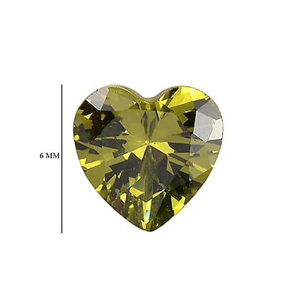 Simulated Peridot Diamond Set of 2 (Hrt 6mm) 2.59 ctw Loose Gemstone