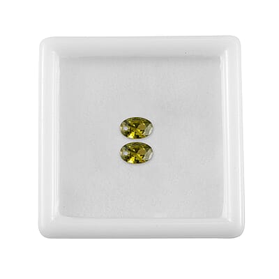 Simulated Peridot Diamond Set of 2 (Ovl 6x4mm) 1.18 ctw Loose Gemstone