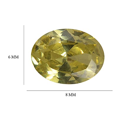 Simulated Peridot Color Diamond (Ovl 8x6mm) 1.92 ctw Loose Gemstone